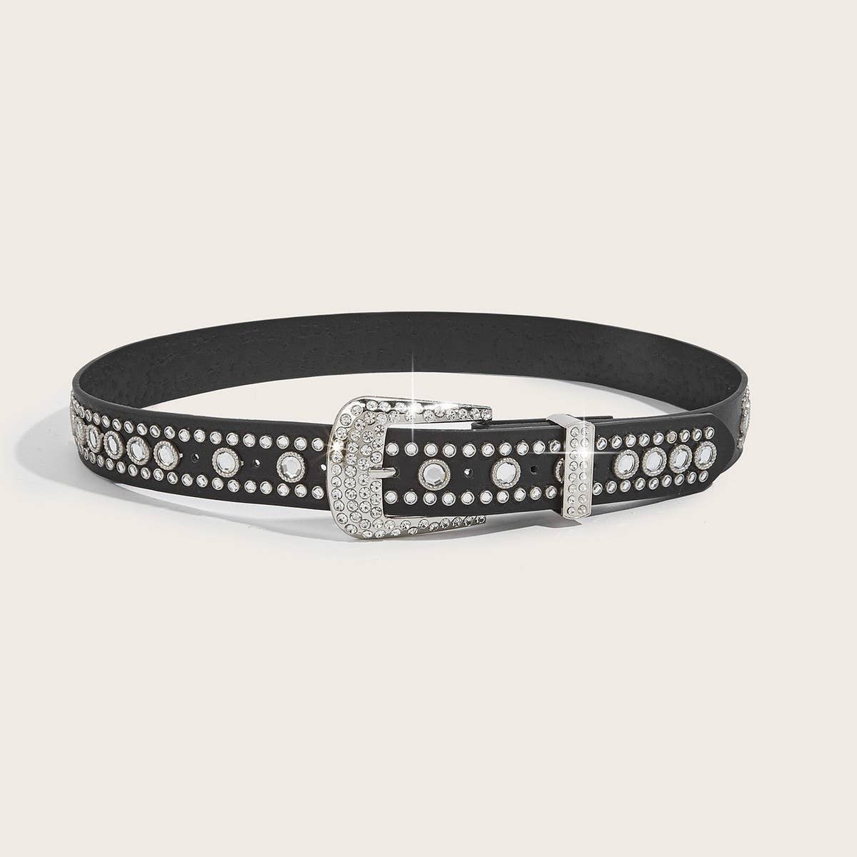 Cwabe0564_Punk Style Studded Rhinestone Belt