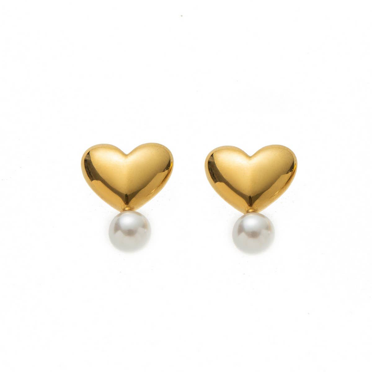 Trendy Irregular Heart Pearl Earrings 18K Gold