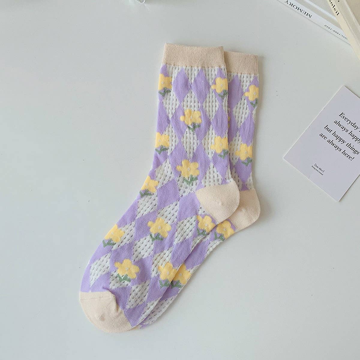 Women Thin Cute Three-Dimensional Flower Socks_Cwms0429