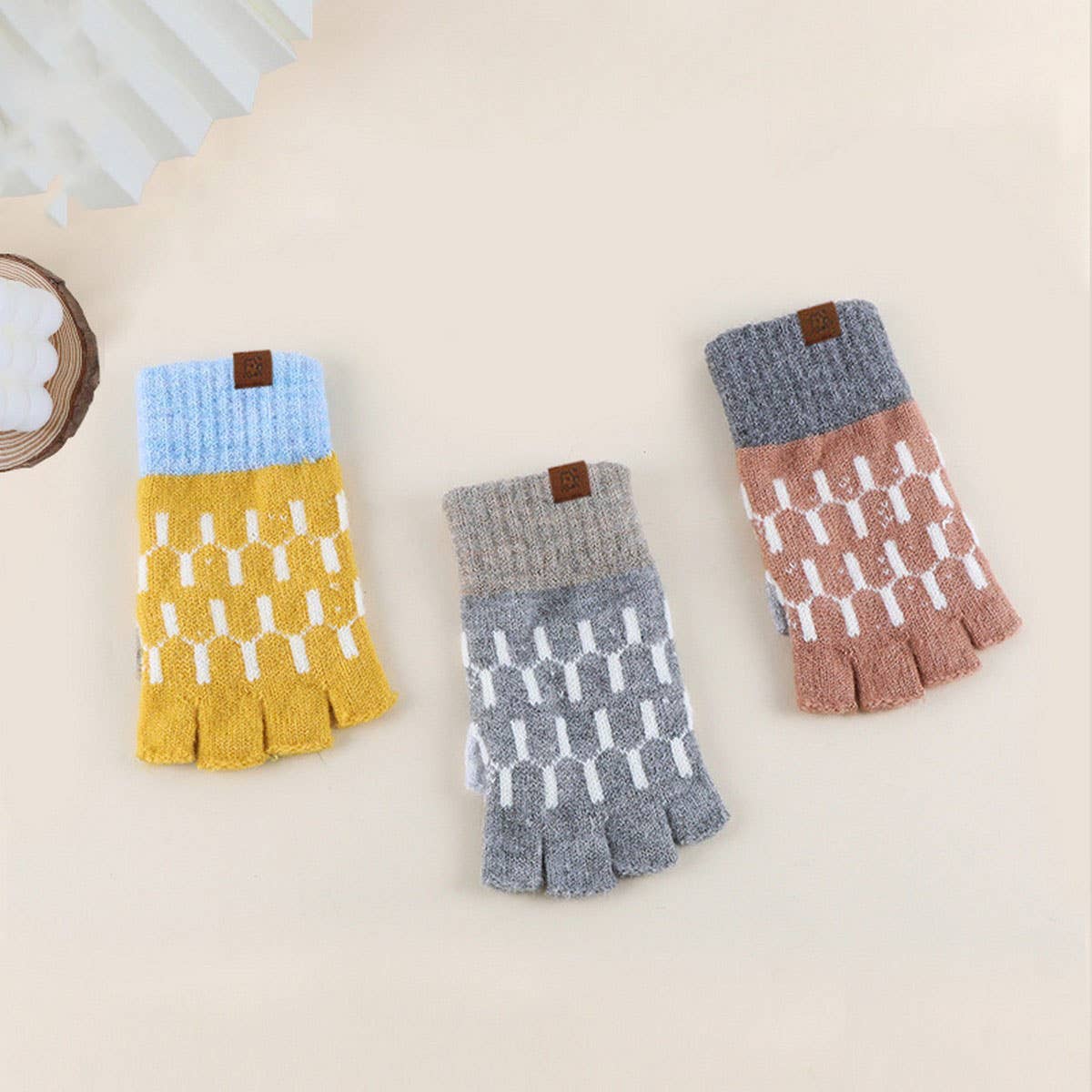 Winter Warm Knitted Five-Finger Half-Finger Gloves_Cwag0380