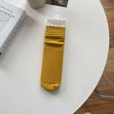 Women'S Solid Color Cashmere Lace Mid-Calf Socks_Cwms1120