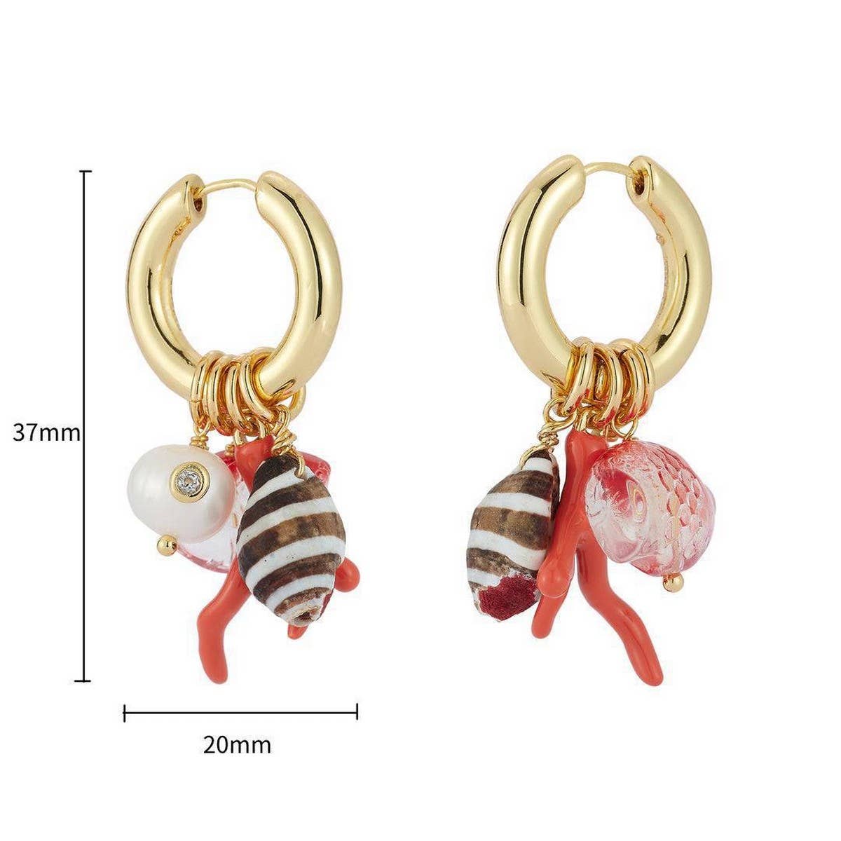 OCEAN CORAL FISH SHELL EARRINGS STAINLESS STEEL_CWAJE4981