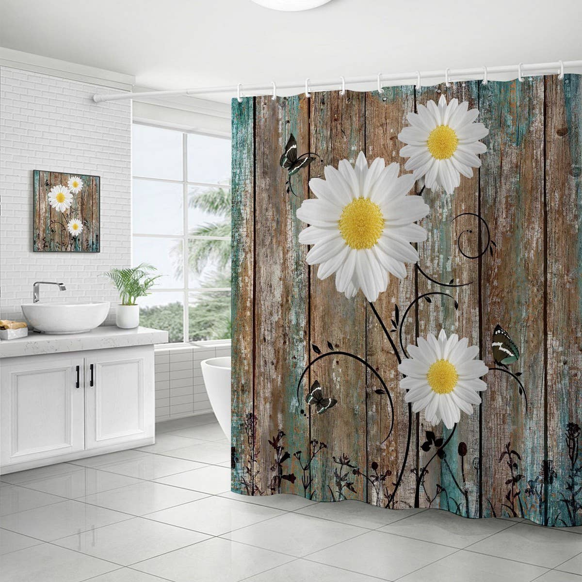 FLOWER WATERPROOF BATHROOM SHOWER CURTAIN_CWMM1798