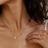 ARTISTIC STAR MOON SAPPHIRE STAR NECKLACE_CWMM5509