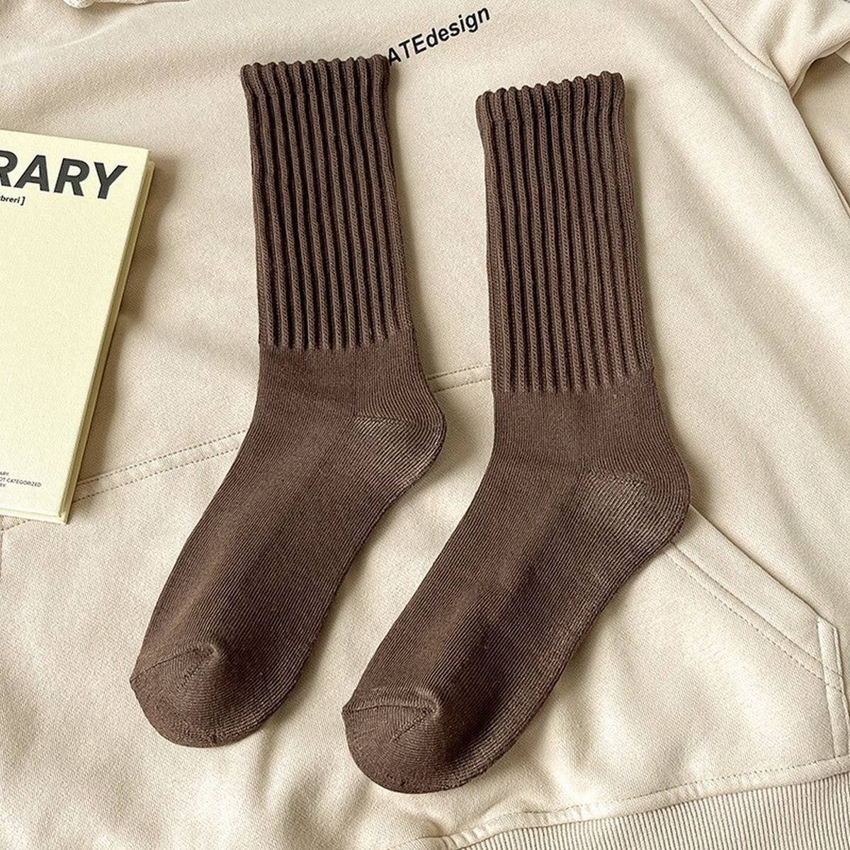 AUTUMN AND WINTER WARM SOLID COLOR STACKED SOCKS_CWMS1047