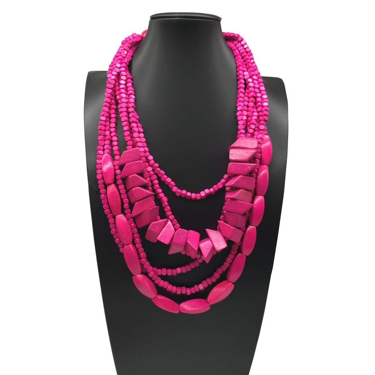 MULTI LAYERED IRREGULAR WOODEN BEADS NECKLACE_CWMM4556