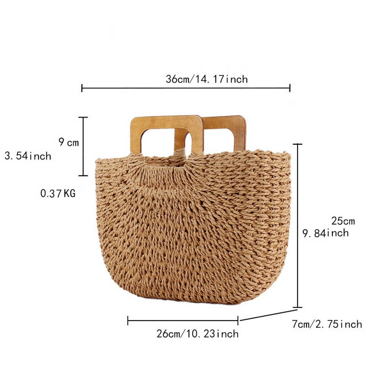 Wooden Hand Casual Simple Paper Ropeven Bag_Cwab4709