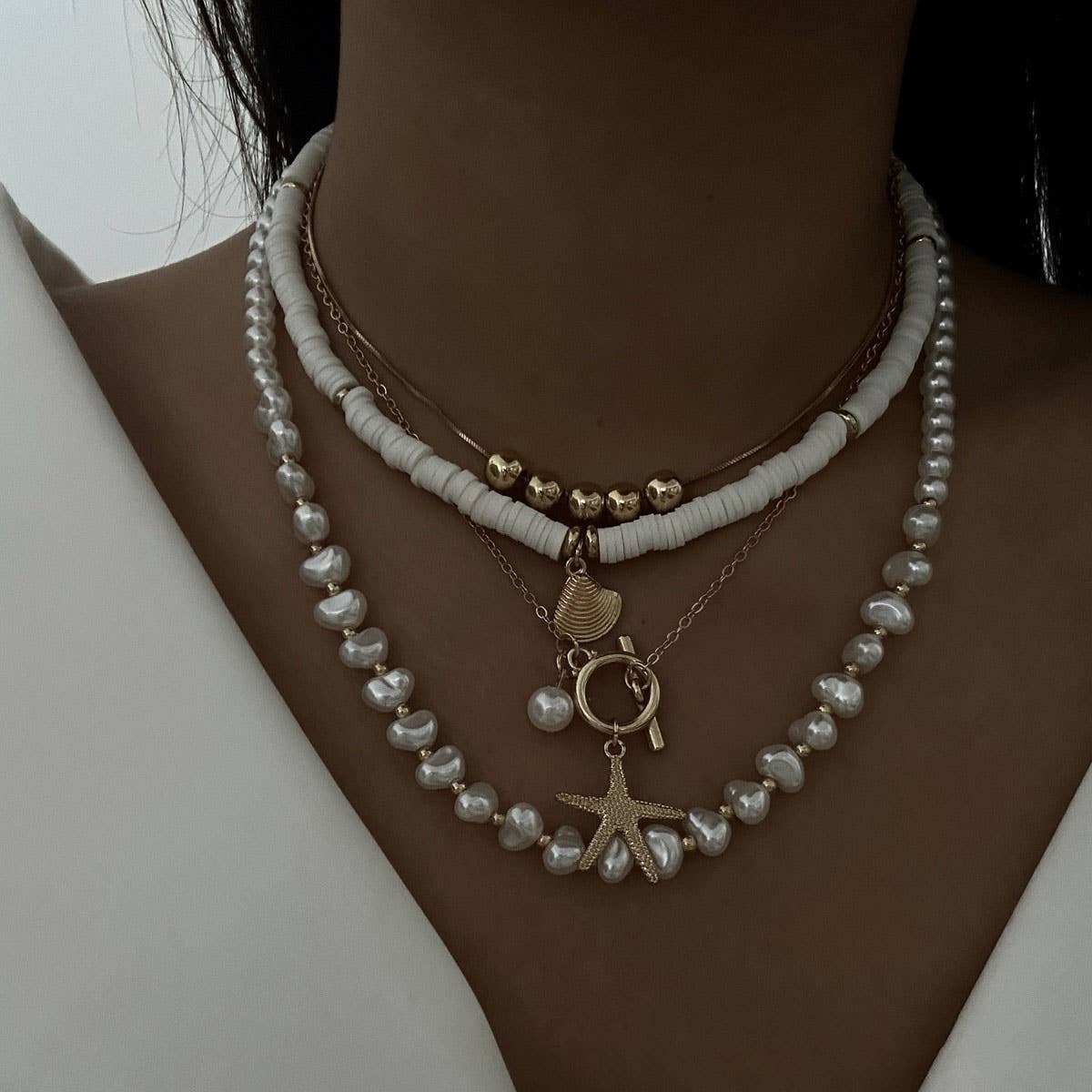 NICHE ALLOY IRREGULAR MULTI LAYER CLAVICLE CHAIN_CWMM3141