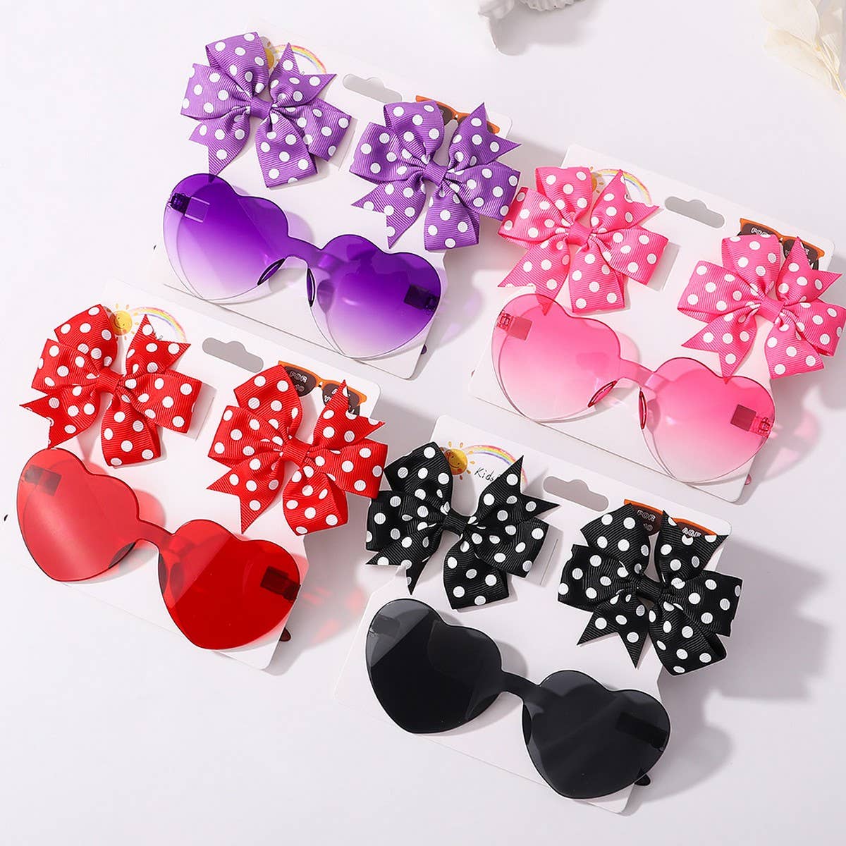 KIDS POLKA DOT GROSGRAIN BOW HAIR CLIP SUNGLASSES_CWAHA6708