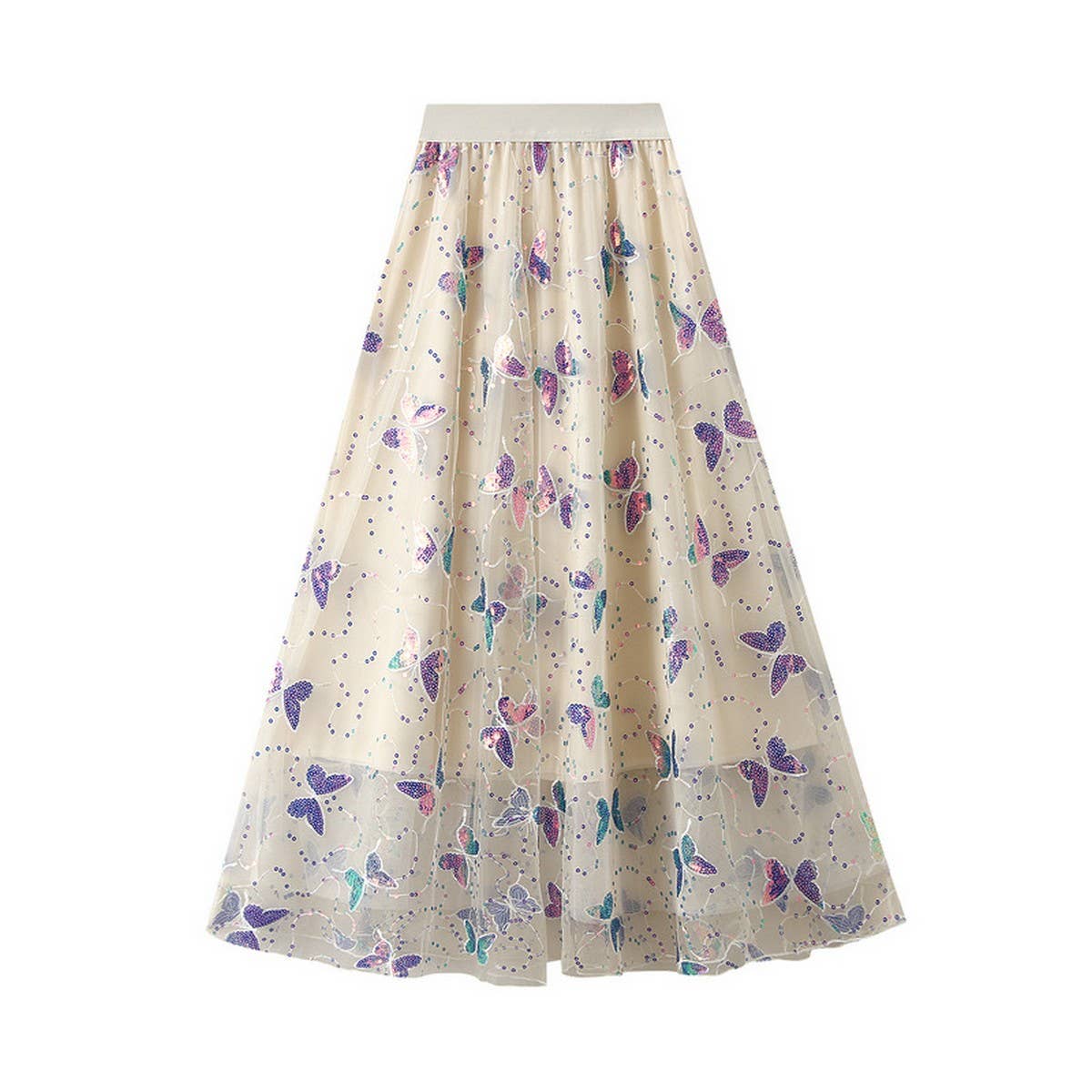 SEQUIN BUTTERFLY TULLE MIDI SKIRT_CWBMS0336