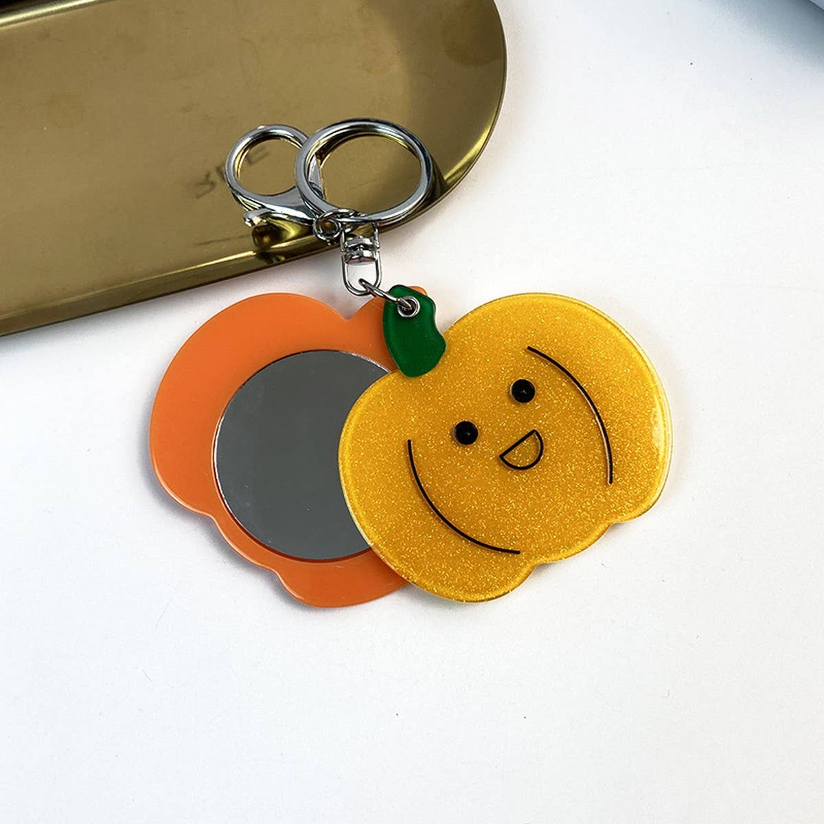 PUMPKIN KEYCHAIN MAKEUP MIRROR CUTE PORTABLE_CWMM6382