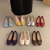 SILVER TWEED FLATS FOR WOMEN ELEGANT SPRING SHOES_CWSHF0115
