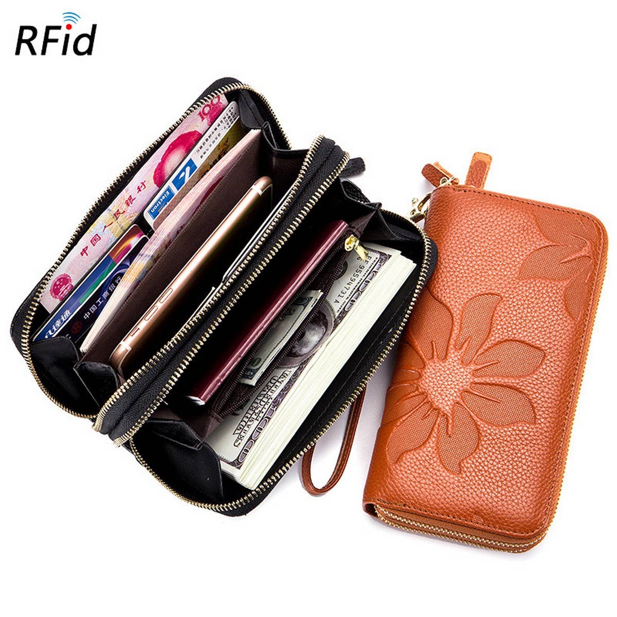 LARGE CAPACITY LONG TOPLAYER COWHIDE LEATHER WALLET_CWAB3733