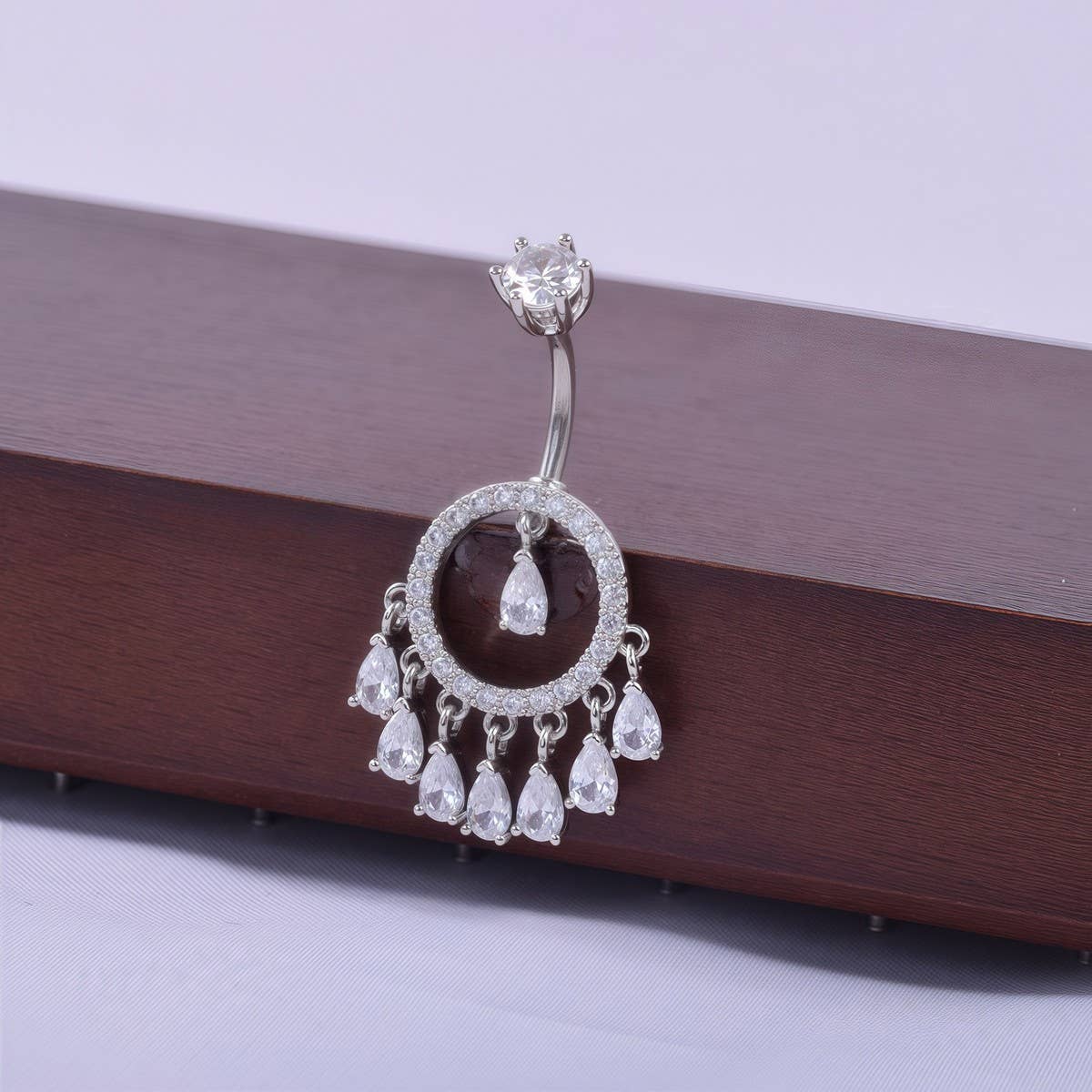 TEARDROP TASSEL NAVEL RING LUXURY PIERCING_CWMM9369