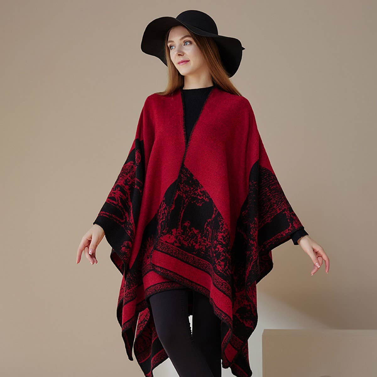 CAPE DARK DOUBLE SIDED WARM OUTER WEAR THICK SHAWL_CWASC2121
