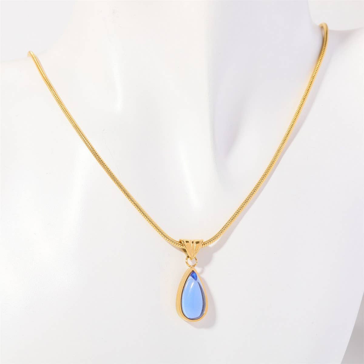 Fashionable Water Drop Blue Ocean Necklace_Cwaje05660