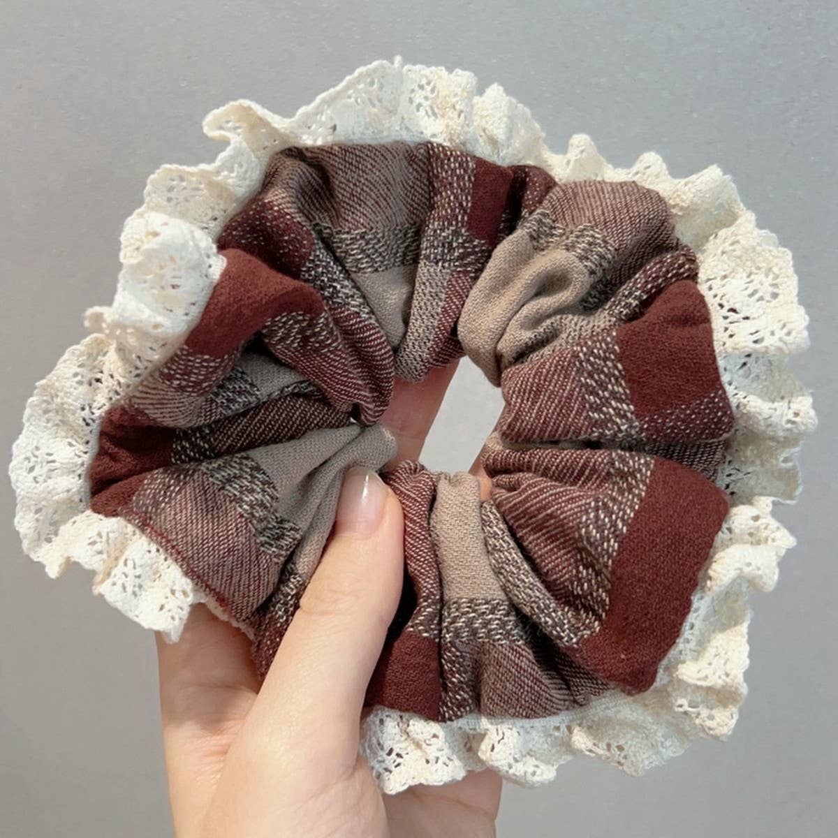 GENTLE RETRO PLAID LARGE COLO HAIR SCRUNCHIES_CWAHA2824