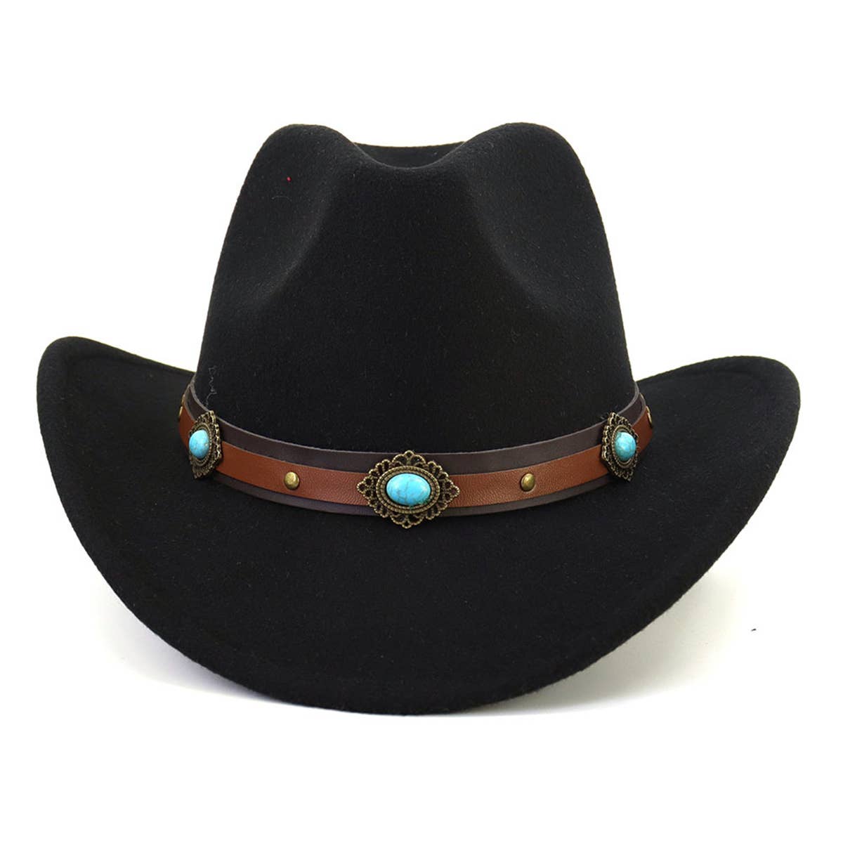 Turquoise Trim Western Cowboy Hat For Women_Cwah0688