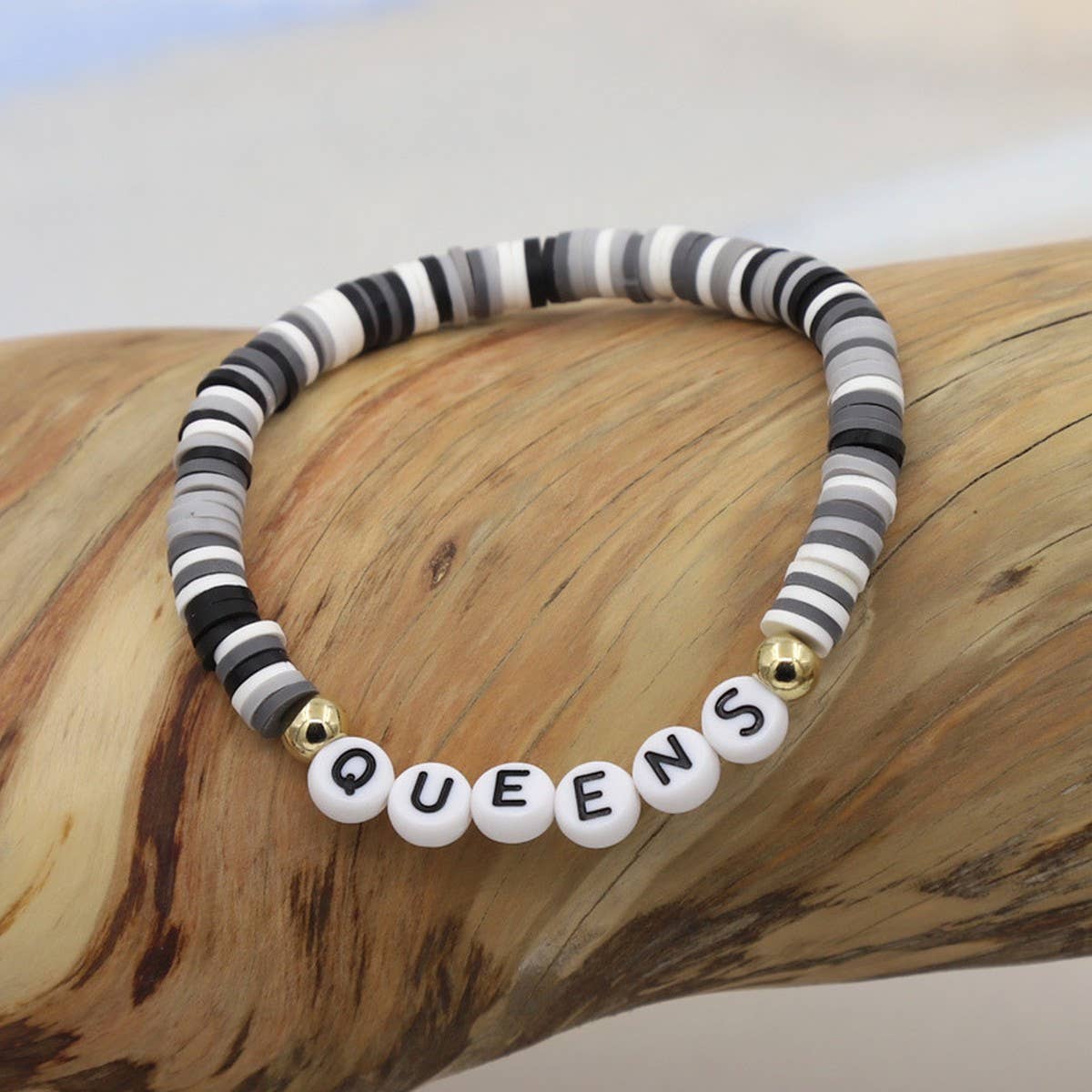 COLORFUL POLYMER CLAY LETTER BEADED BRACELET_CWMM3570