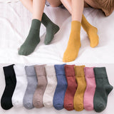 NEW SOLID COLOR HIGH CUFF WOMENS MID CALF SOCKS_CWMS1392