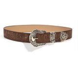 Cwabe0548_Brown Textured Printed Belt