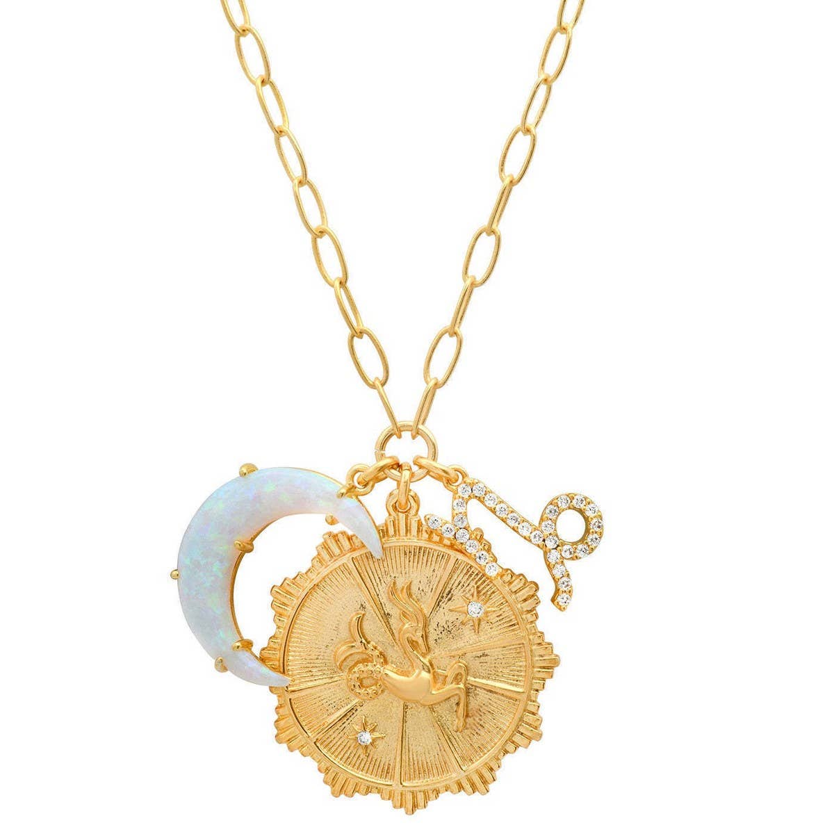 MICRO PAVED ZIRCONIA ZODIAC PENDANT NECKLACE_CWMM5295