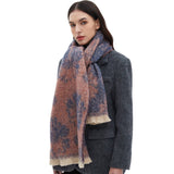 FLORAL JACQUARD SCARF WINTER SHORT FRINGE WRAP_CWASC1279