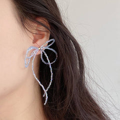 SWEET BOW BEADED TASSEL EARRINGS_CWAJE1692