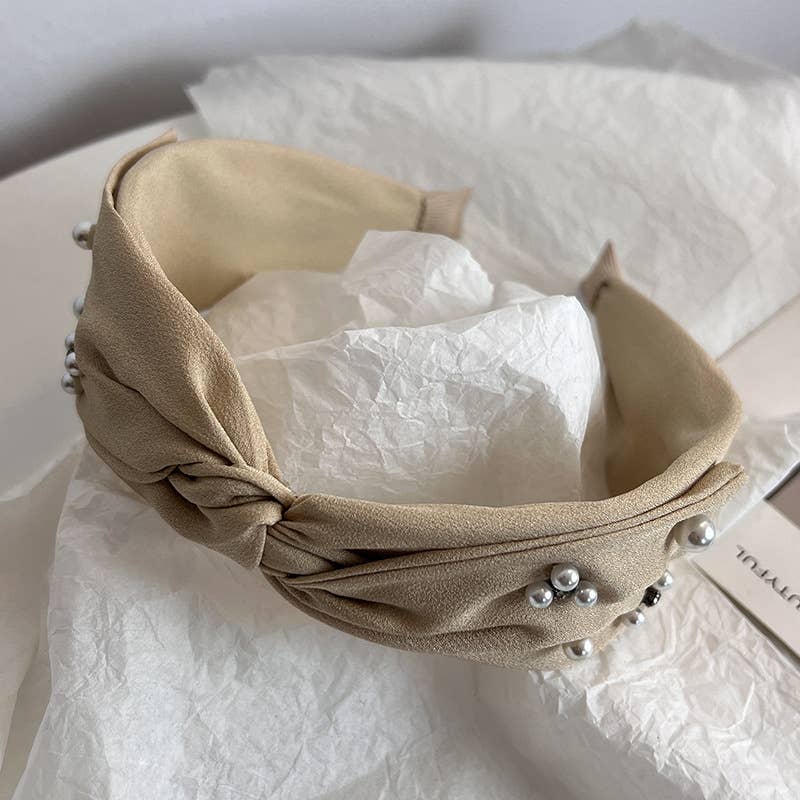 PEARL RHINESTONE KNOT WIDE HEAD BAND FOR WOMEN_CWAHA0622