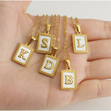 18K GOLD STAINLESS STEEL LETTER SHELL NECKLACE_CWAJE0685