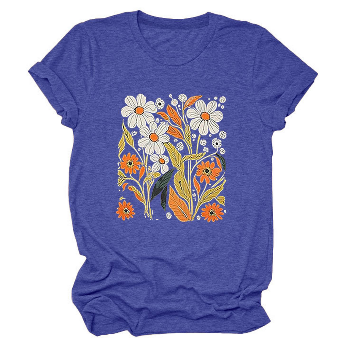 Women Summer Tee ??Flor Casual Round Neck_Cwtts1500