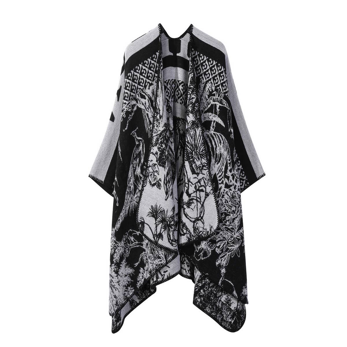 CAPE DARK DOUBLE SIDED WARM OUTER WEAR THICK SHAWL_CWASC2125