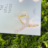ELEGANT GLASS FLOWER HAIR CLAW SIMPLE SHARK CLIP_CWAHA1579
