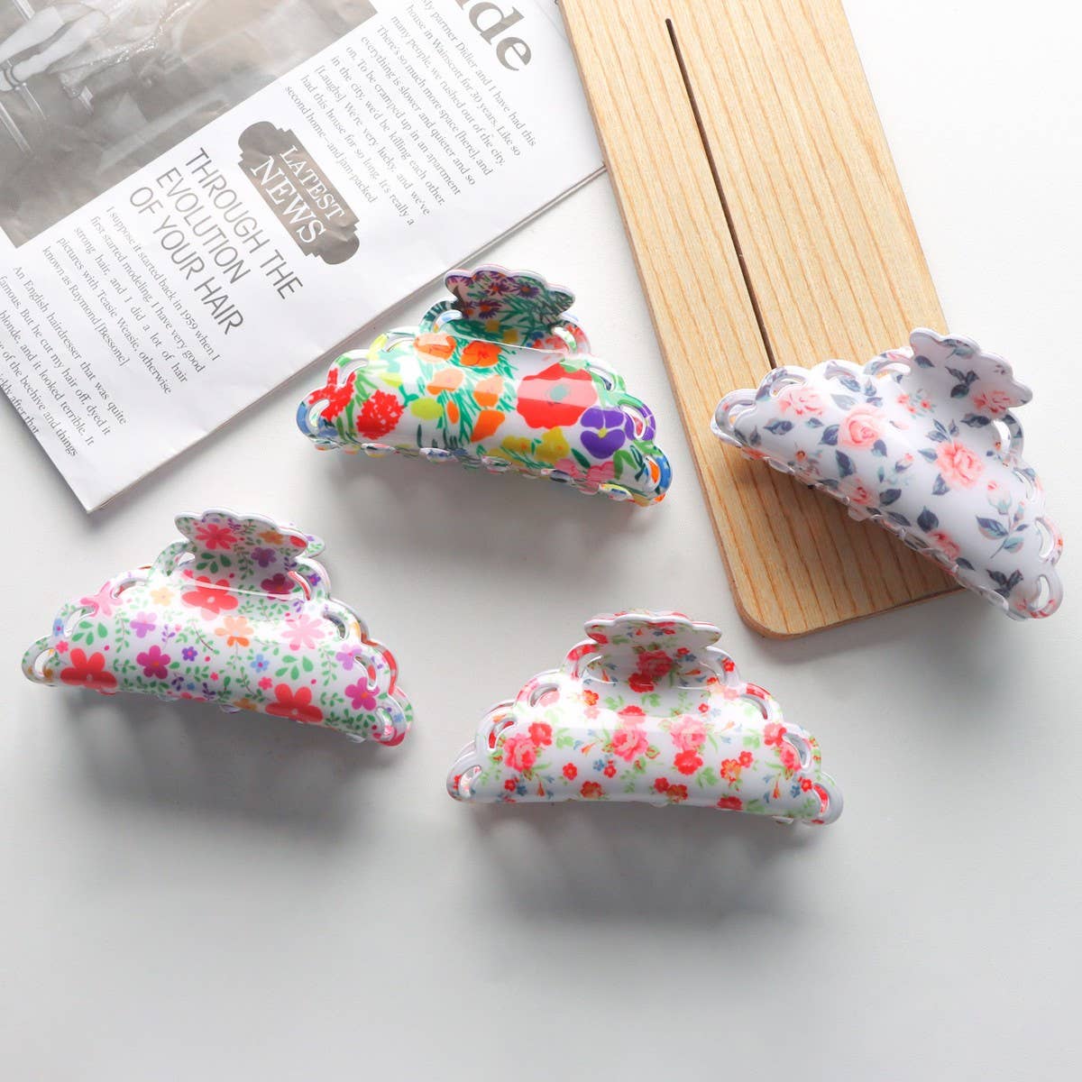 Cwaha1419_Acetic Acid Plant Flowers Irregular Hair Claw Clip