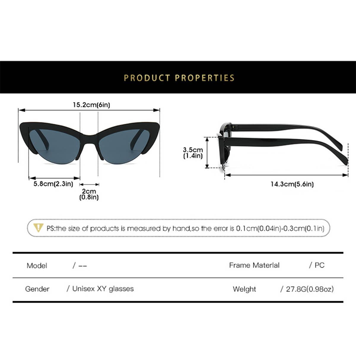 NEW HALF FRAME CAT EYE PERSONALITY SUNGLASSES_CWASG0520