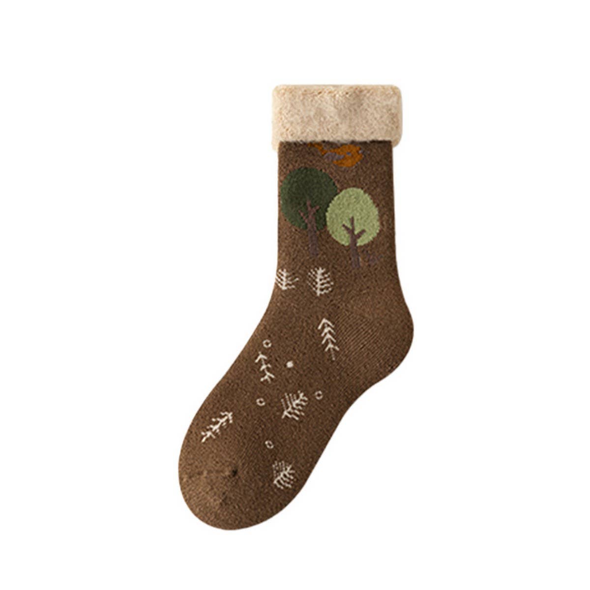 Ultra Thick Fleece Flip Cuff Warm Socks_Cwms03157
