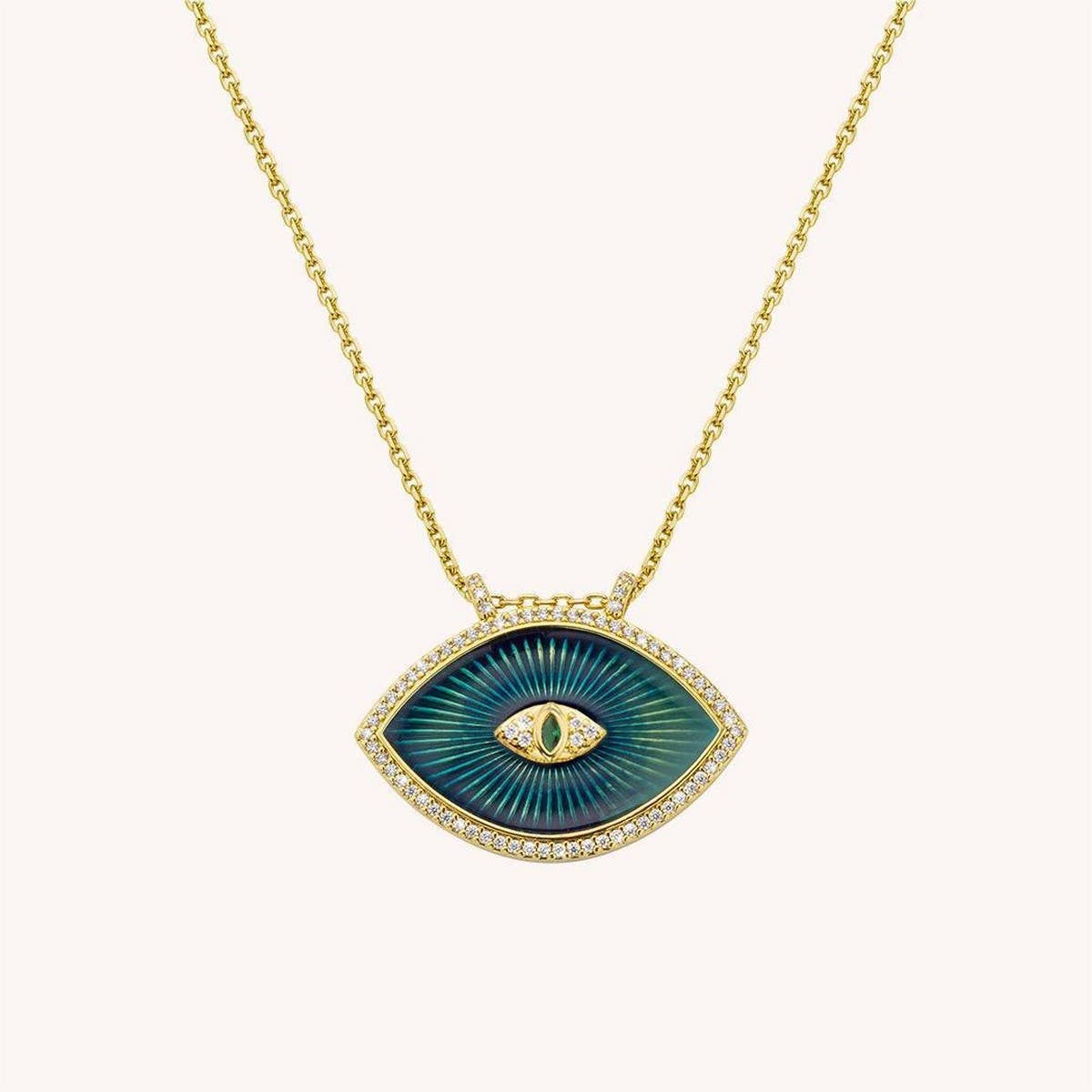 BOHEMIAN EVIL EYE COLORFUL OIL DROP NECKLACE_CWMM3926