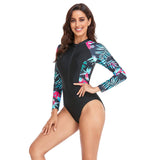 MULTICOLOR PRINTED ONE PIECE ZIP UP SWIMSUIT_CWMW0296