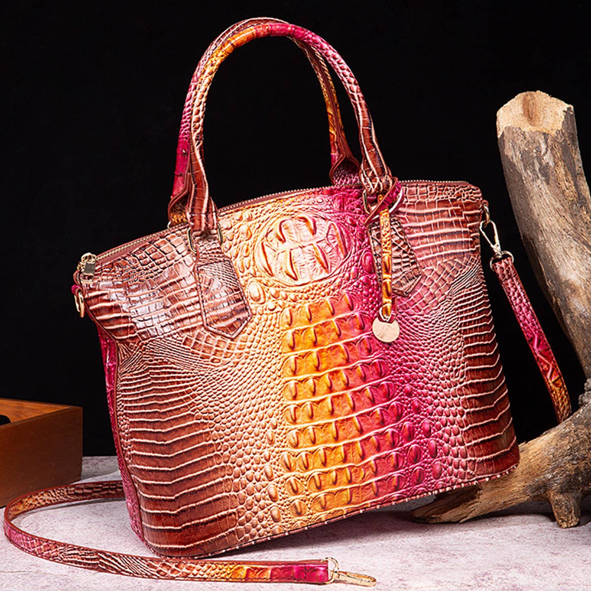 CLASSY CROCODILE PATTERN TOP HANDLE BAG_CWAB0572