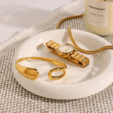 CHIC IRREGULAR OPEN BANGLE 18K GOLD TITANIUM_CWAJE4762