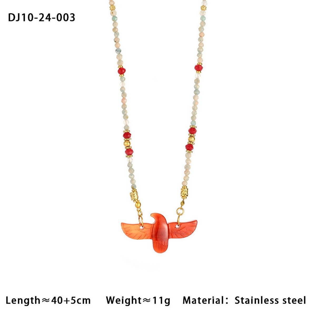HIGH END EAGLE BEADED NATURAL STONE NECKLACE_CWMM7542