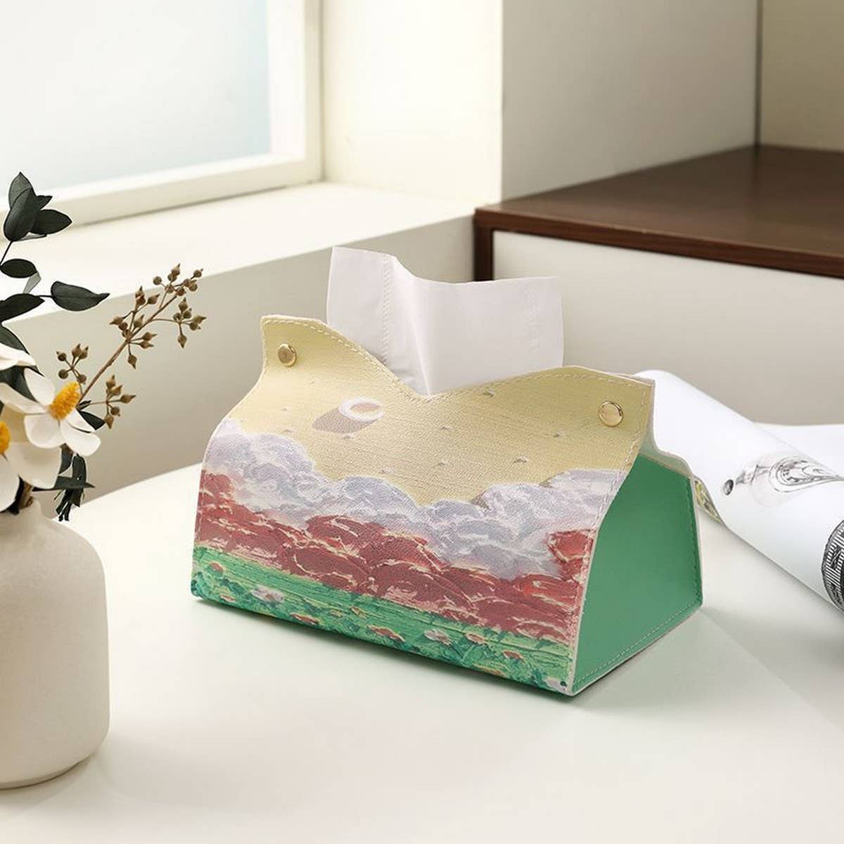 LIGHT LUXURY FOLDING OIL PAINTING STYLE TISSUE BOX_CWMM2251