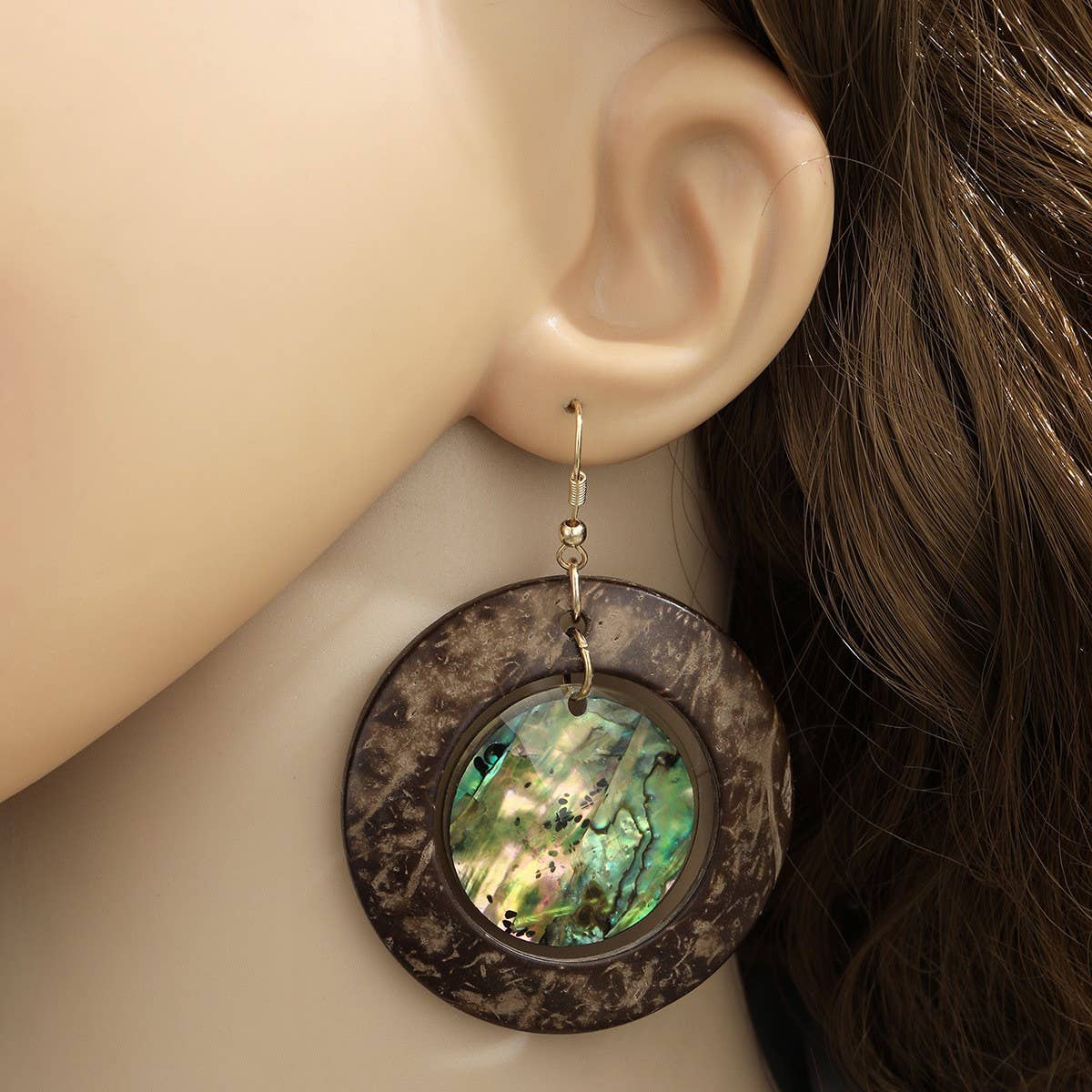 FASHION ABALONE STICKER COCONUT SHELL EARRINGS_CWMM4274