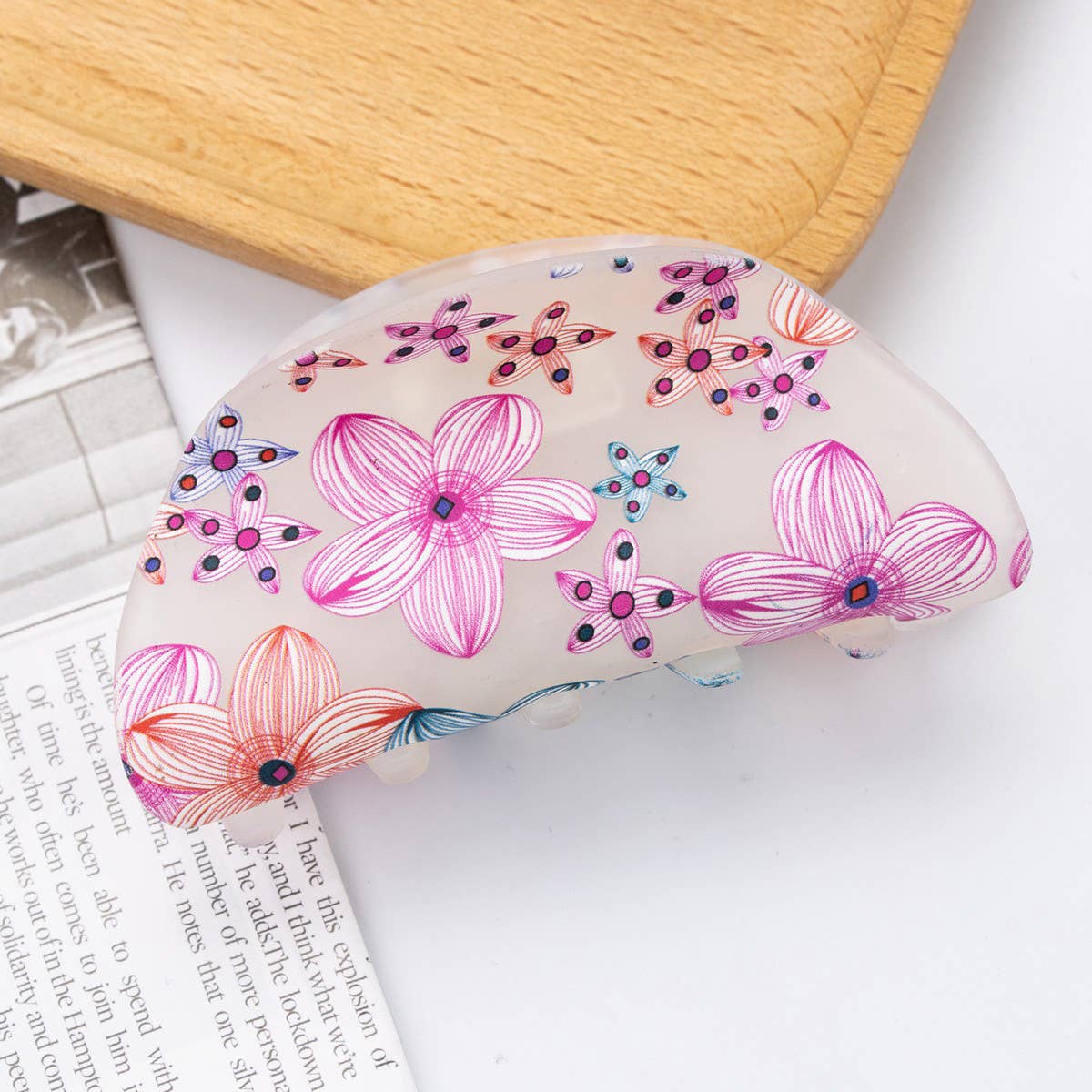 ACRYLIC PRINTED HAIR CLIPS FRESH CUTE GRAB CLIPS_CWAHA1272