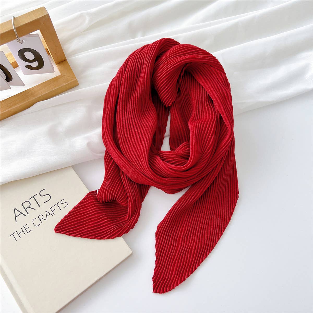 Cwasc2389_Wrinkled Solid Color Cotton And Linen Scarf