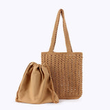 HOLLOW ONE SHOULDER BAG BEACH BAGS TOTES WITH MESH_CWAB4664