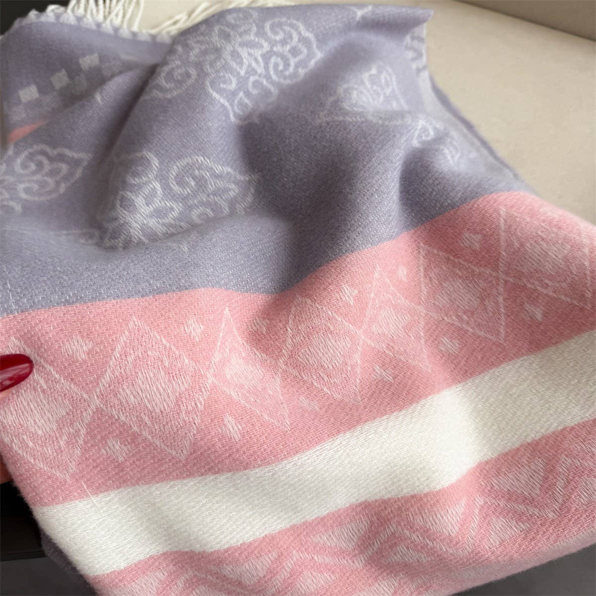 Winter Plaid Colorblock Tassel Scarf Wrap Unisex_Cwasc03273