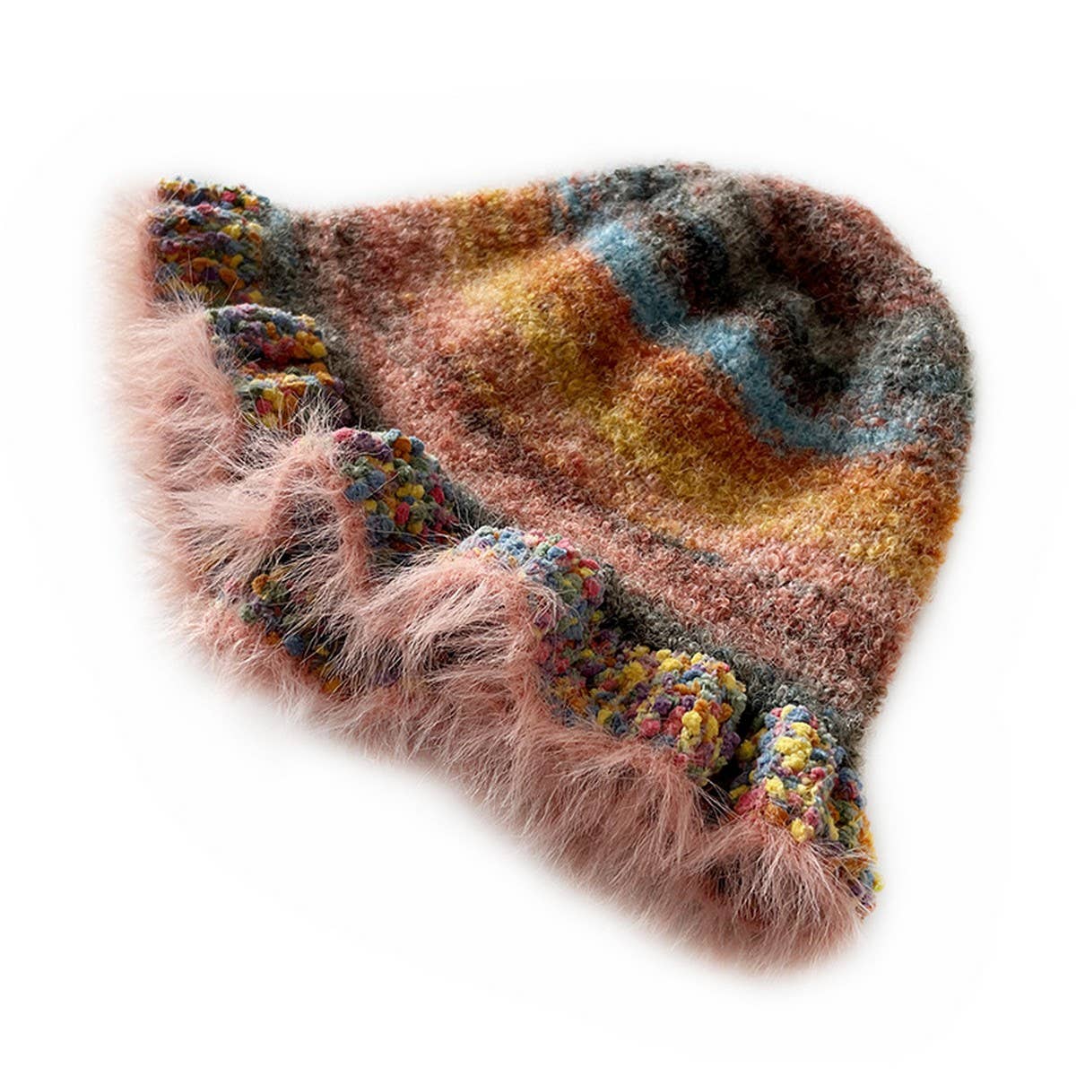 CHILDRENS COLORFUL GRADIENT STRIPED KNITTED HAT_CWAH2058