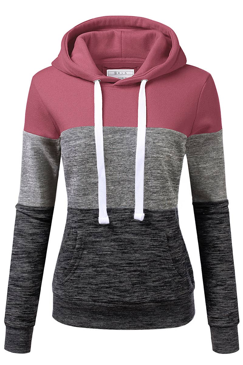 Women Color Matching Casual Hoodie_Cwohol409