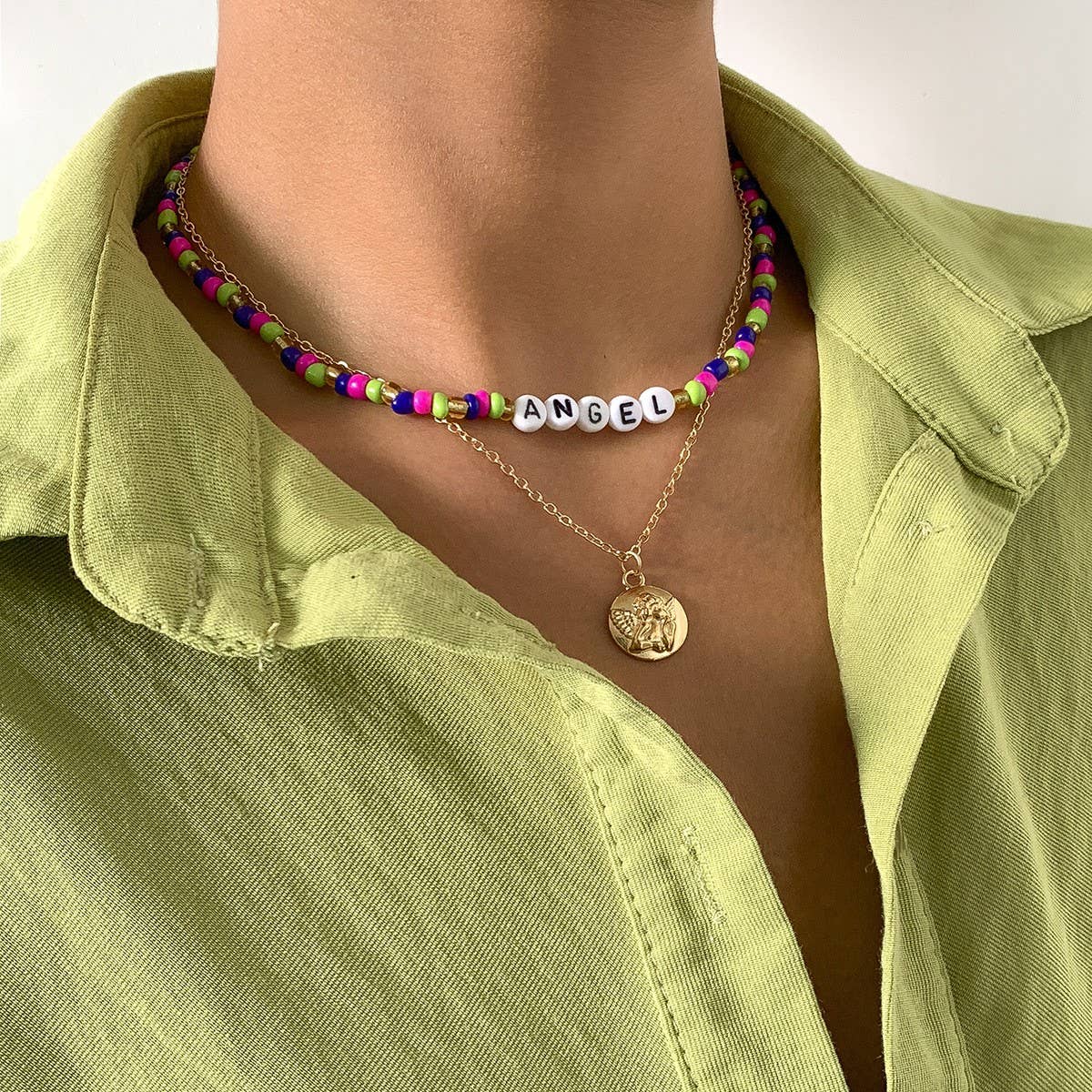 PASTORAL LETTERS RETROSTACKING NECKLACE_CWAJE1493